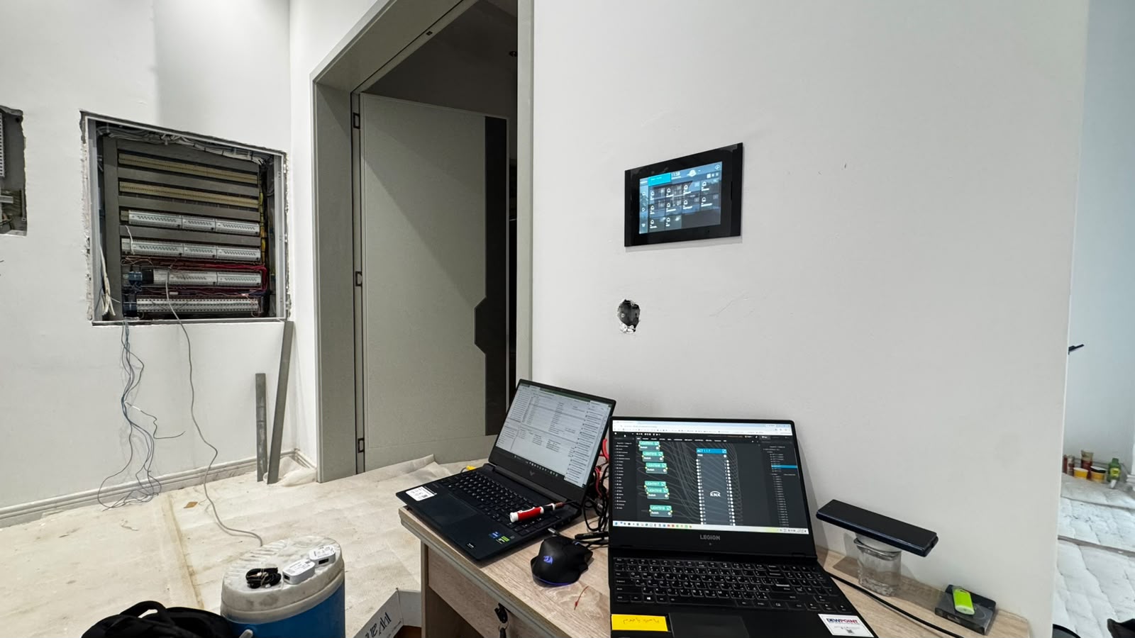 KNX smart home programming and remote control setup on site