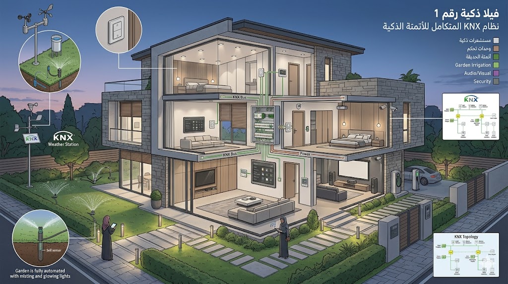 KNX smart home system logic and connected devices overview
